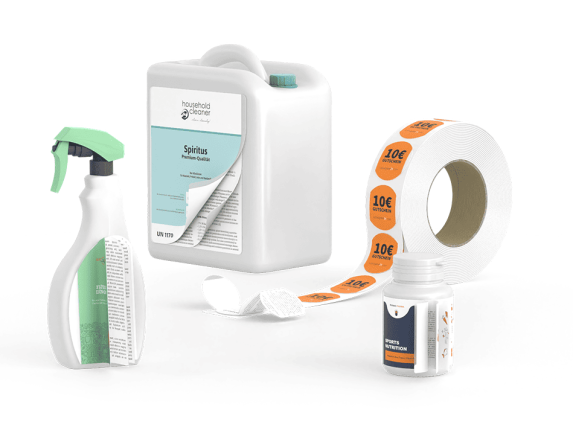 Booklet-Etiketten auf verschiedene Produkte