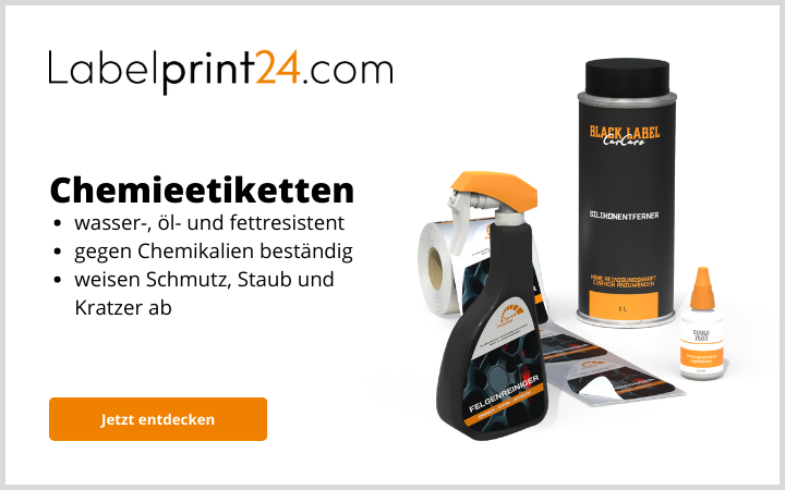 Chemieetiketten von Labelprint24 für die Industrie- und Chemiebranche