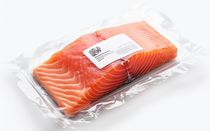 Lachs verpackt mit Etikett