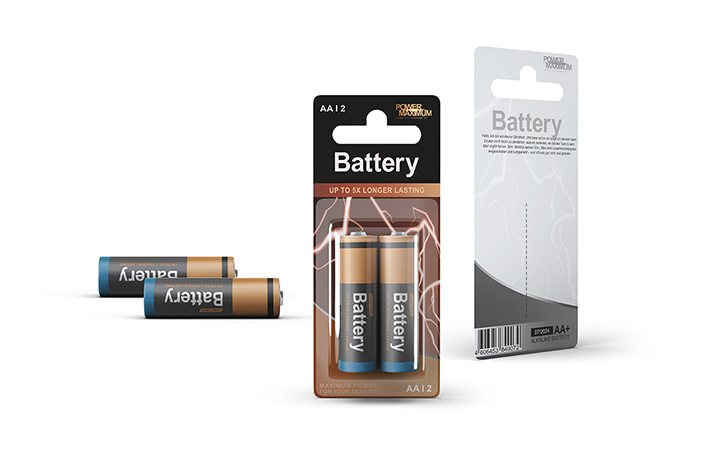 Kartonzuschnitt als Verpackung für Batterien